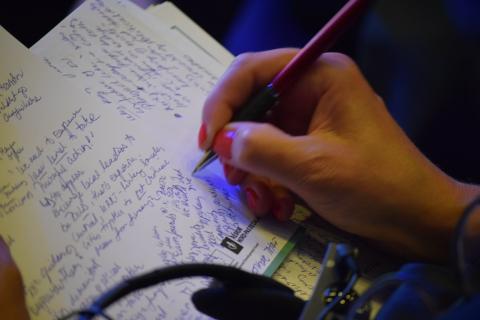 hand and pen